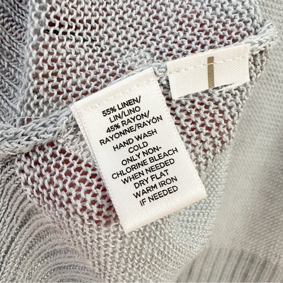 Loft Linen Blend Open Cardigan Pastel Light Blue coastal sz Medium - Picture 6 of 6